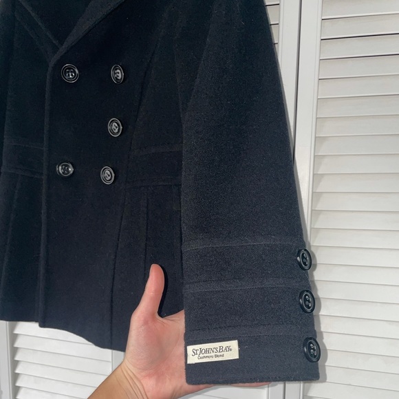 St. John’s Bay Cashmere Blend Black Coat - Picture 3 of 7
